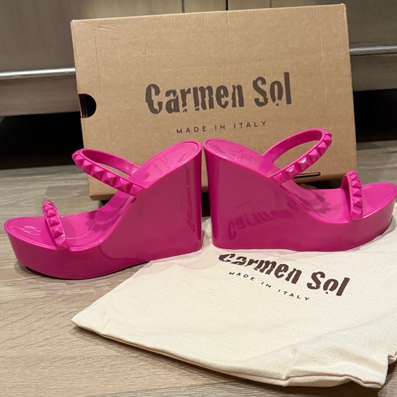 Carmen Sol Pink Wedge Sandals - Picture 5 of 6